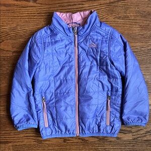 L.L. Bean Kids Lilac Purple Puffer Jacket with Pink Details